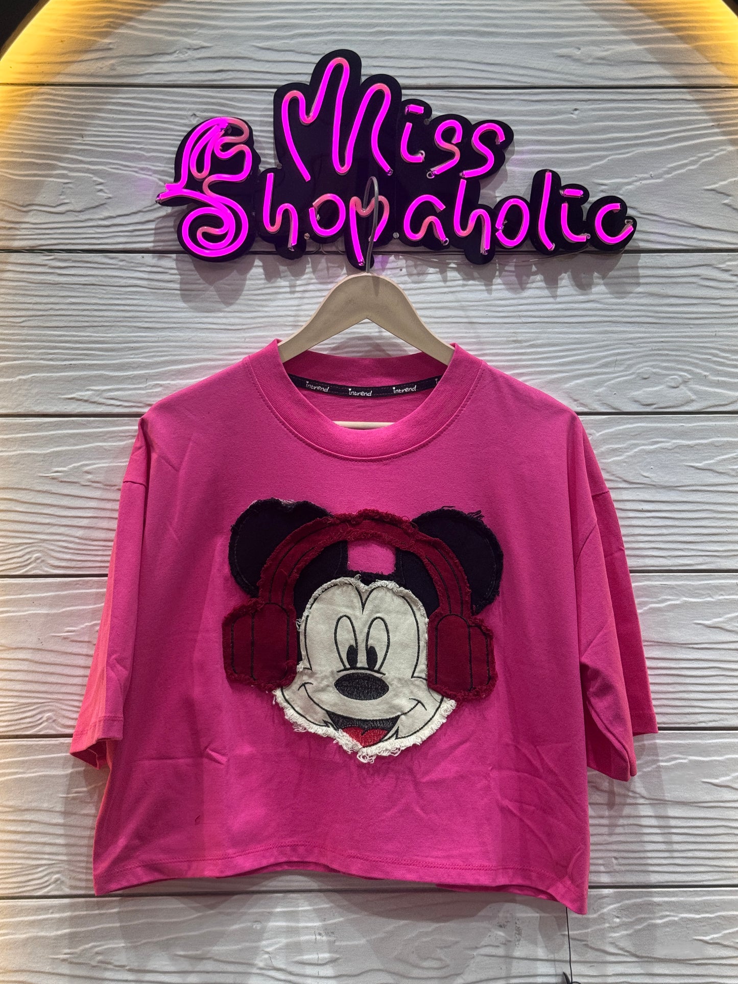 Mickey Patchwork Oversized Crop T-shirt