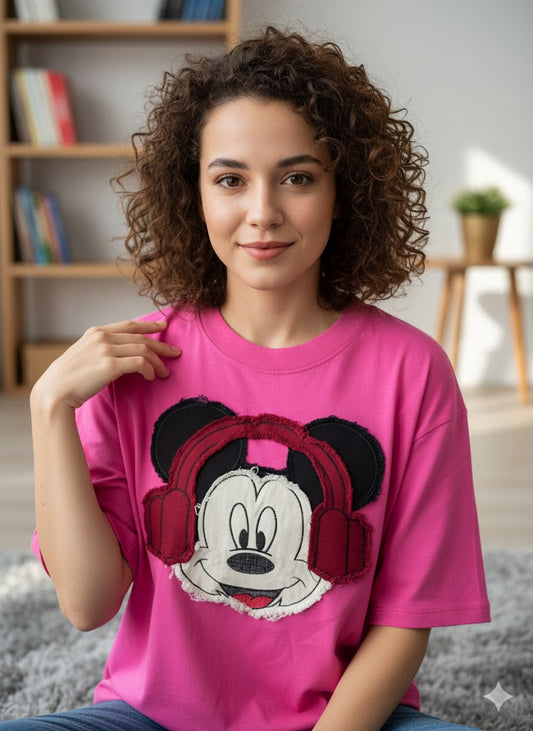 Mickey Patchwork Oversized Crop T-shirt