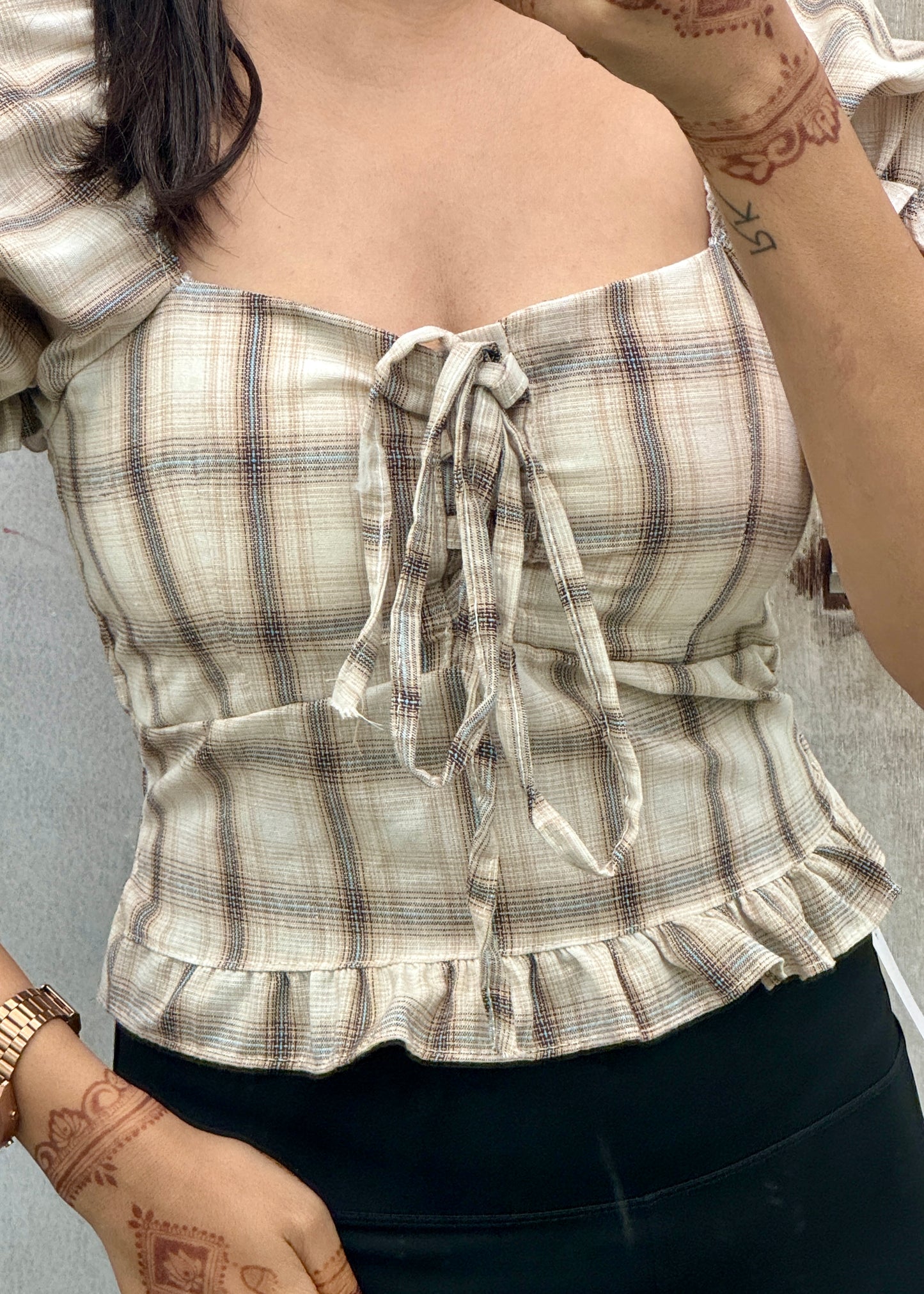 Cute Front Tie Peplum Top