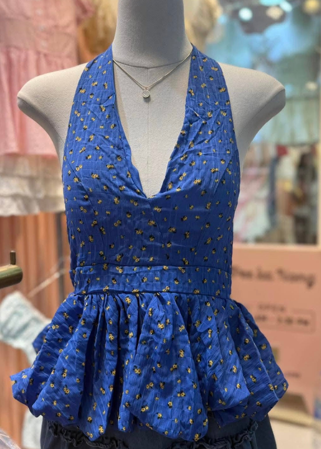 Floral Printed Padded Halter Neck Top