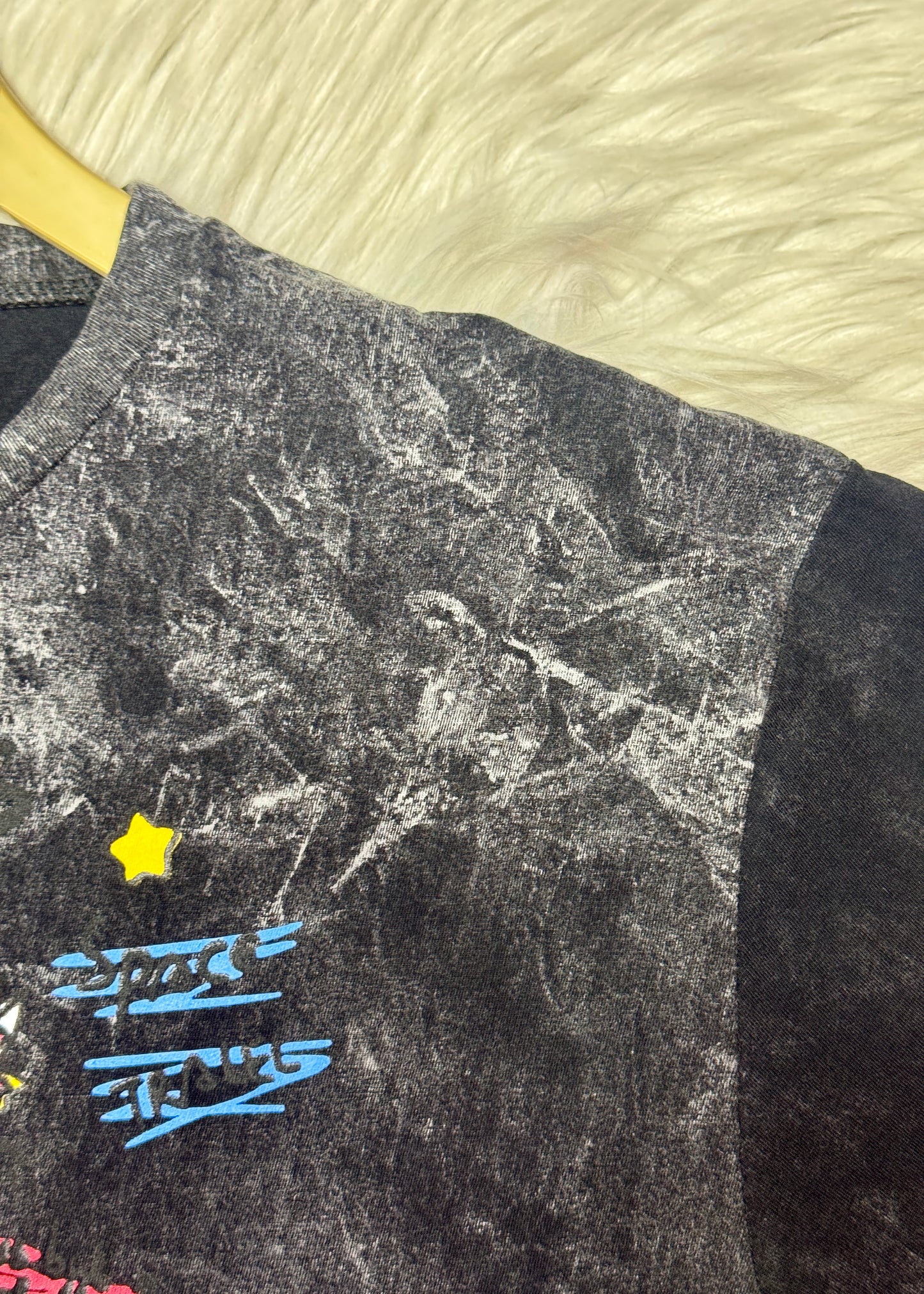 Grey Acid Wash Crop Oversized T-shirt (Space)