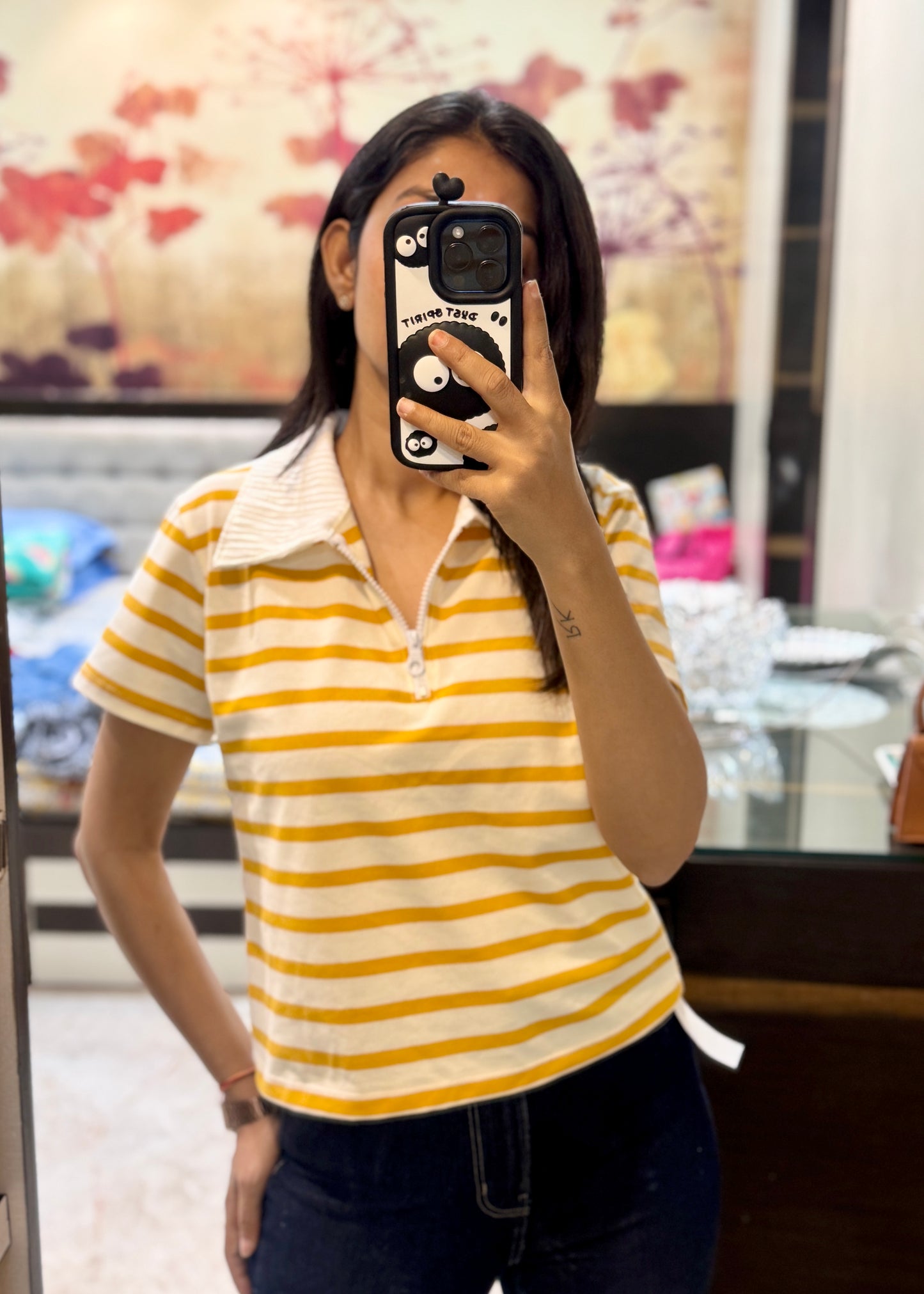 Everyday Striped Collared T-shirt