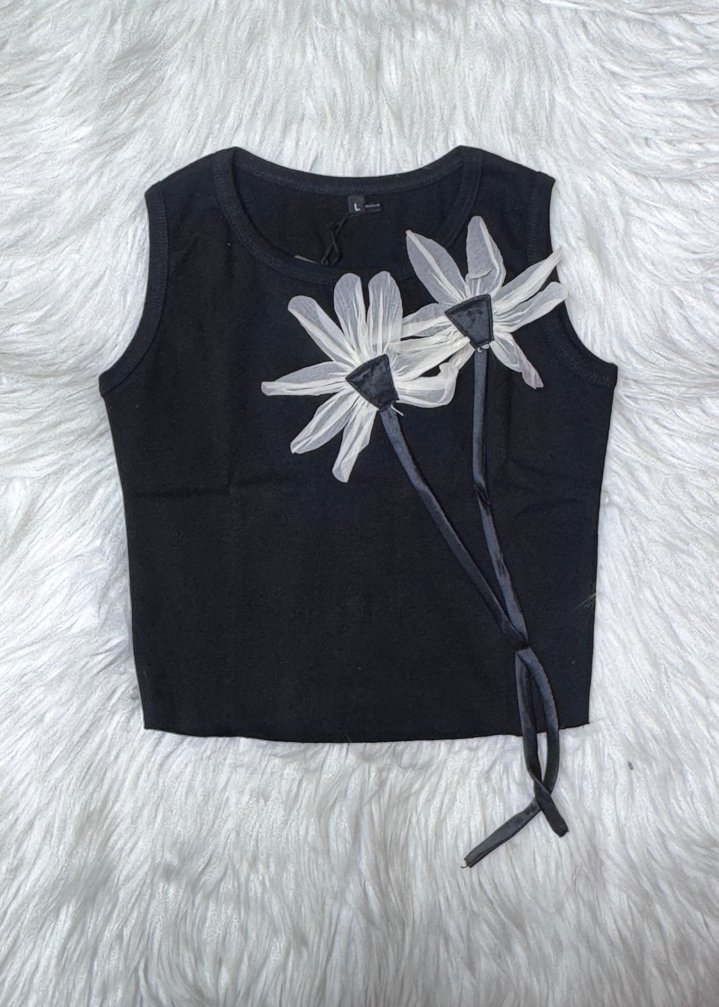 Tank Top with 3D Flowers