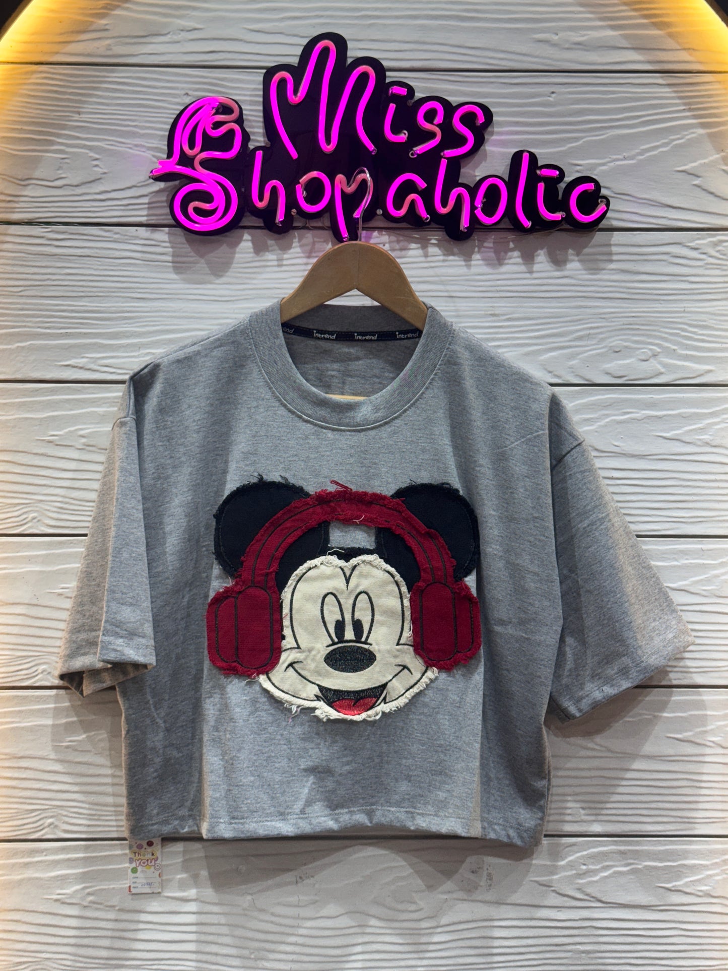 Mickey Patchwork Oversized Crop T-shirt