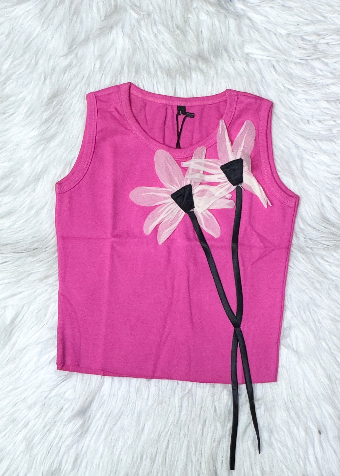 Tank Top with 3D Flowers