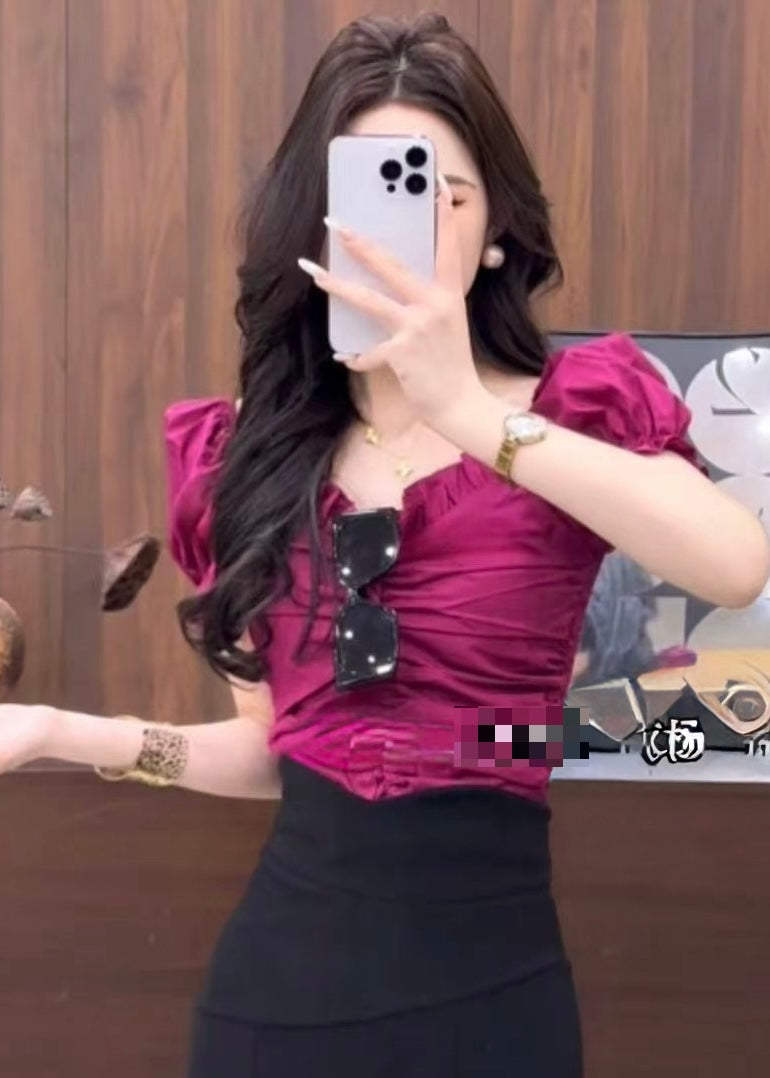 Puffy Sleeve Fitted Top
