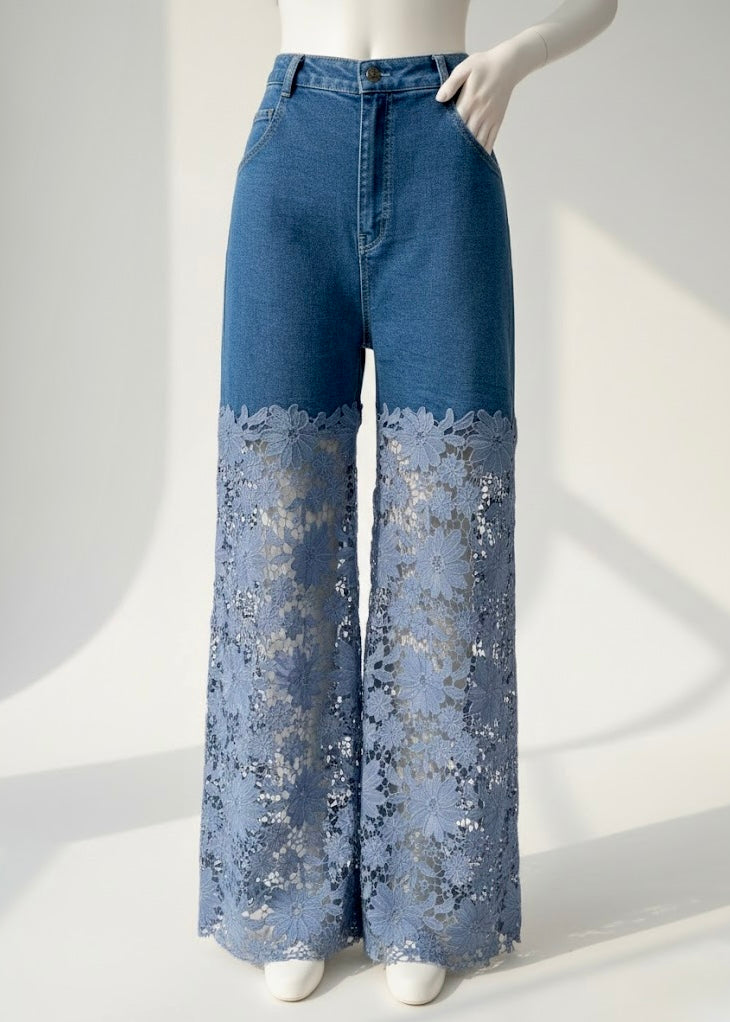 Light Denim Pant with Cutwork