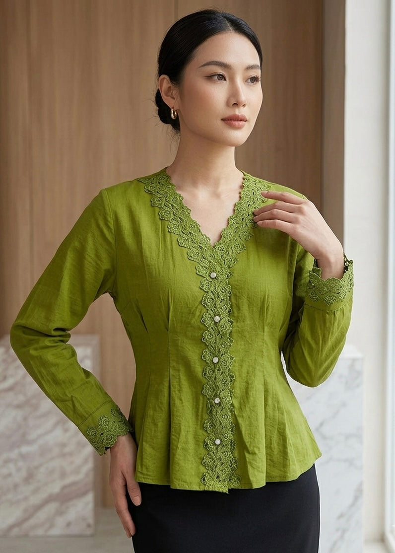 Lace Detailed Peplum Shirt