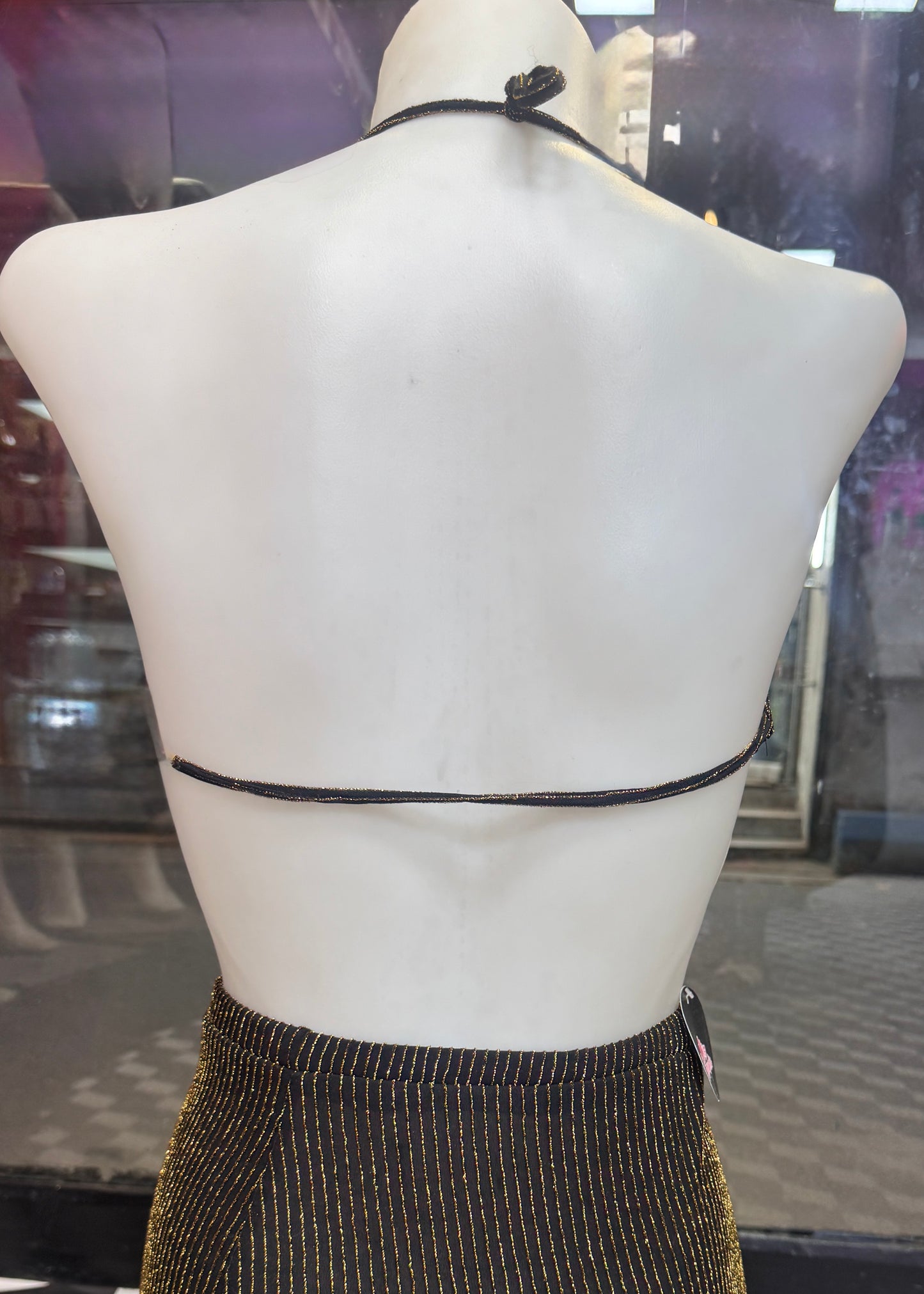 2Pc Set - Shimmer Cowl Neck Halter Top & Skirt