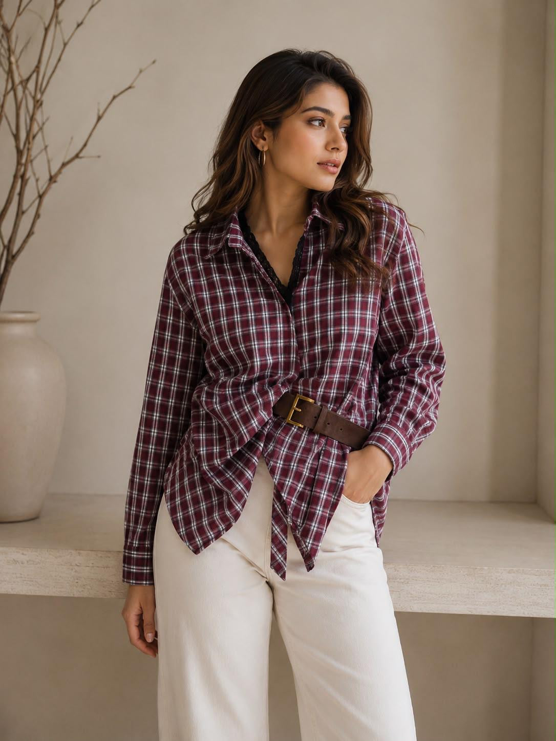 Checkered Wrap Around Shirt