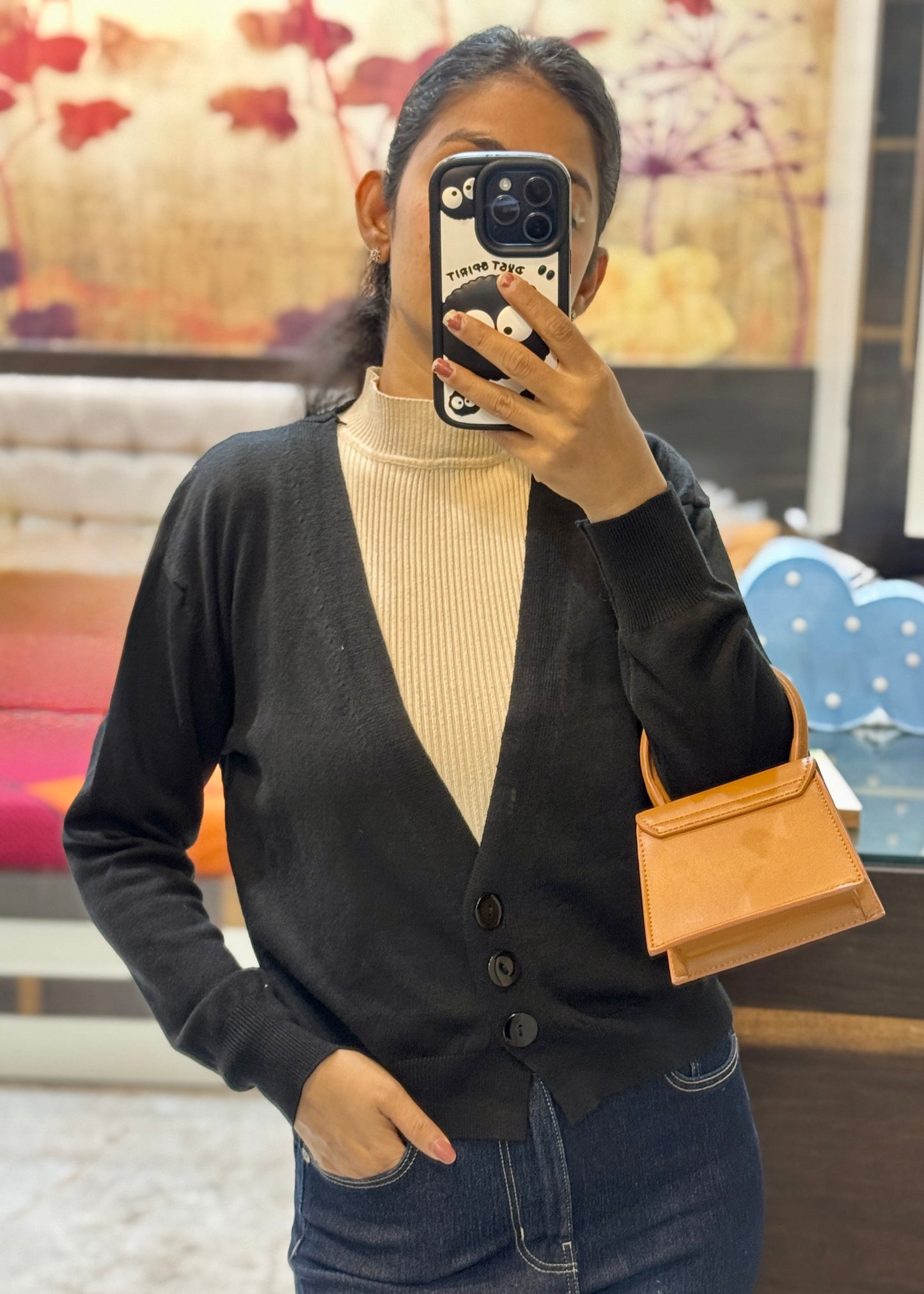 Plain Knitted V-Neck Sweater