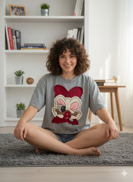 Daisy Patchwork Oversized Crop T-shirt