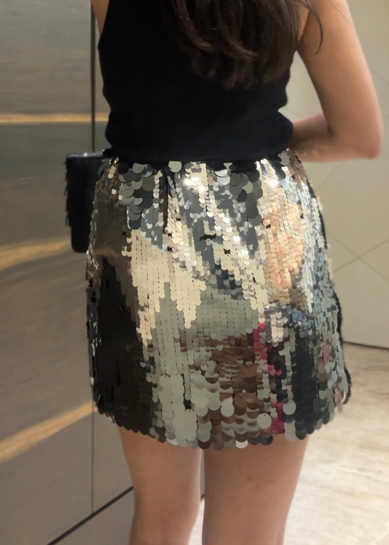 Short Sequins Skirt (silver)