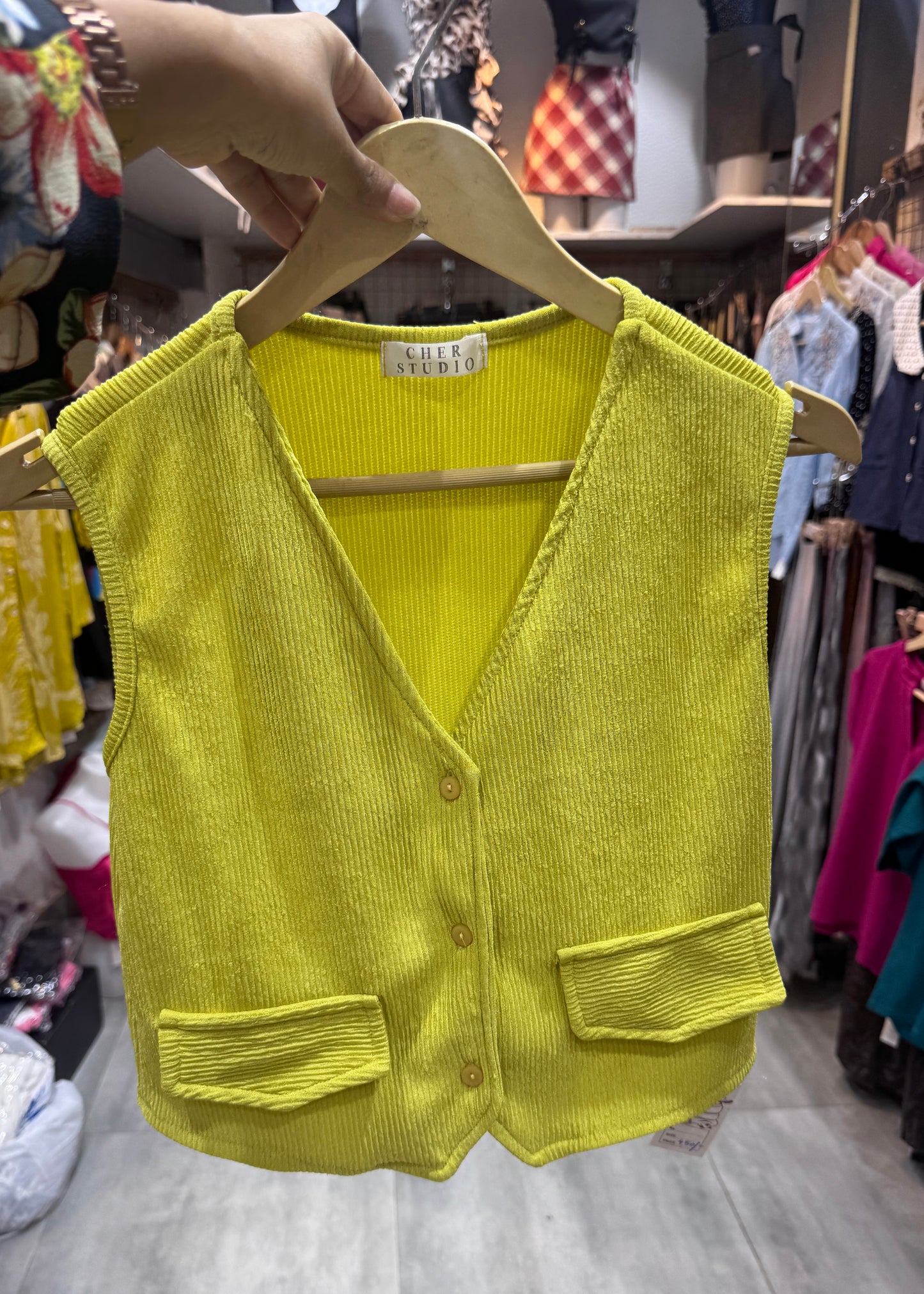 Neon Green Crop Waist Coat