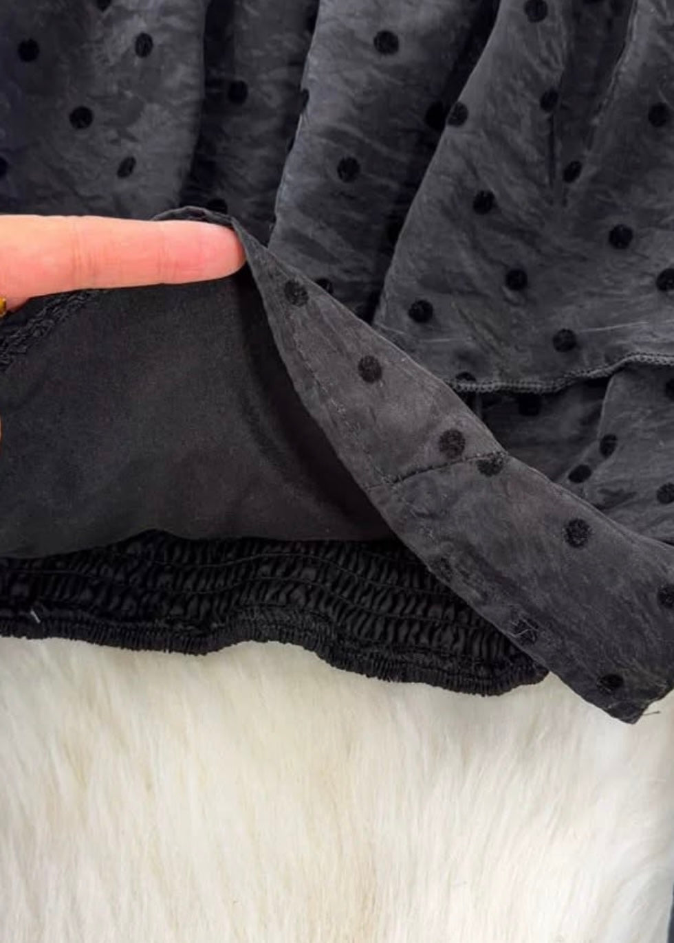 Black OffShoulder Top with Polka Dots