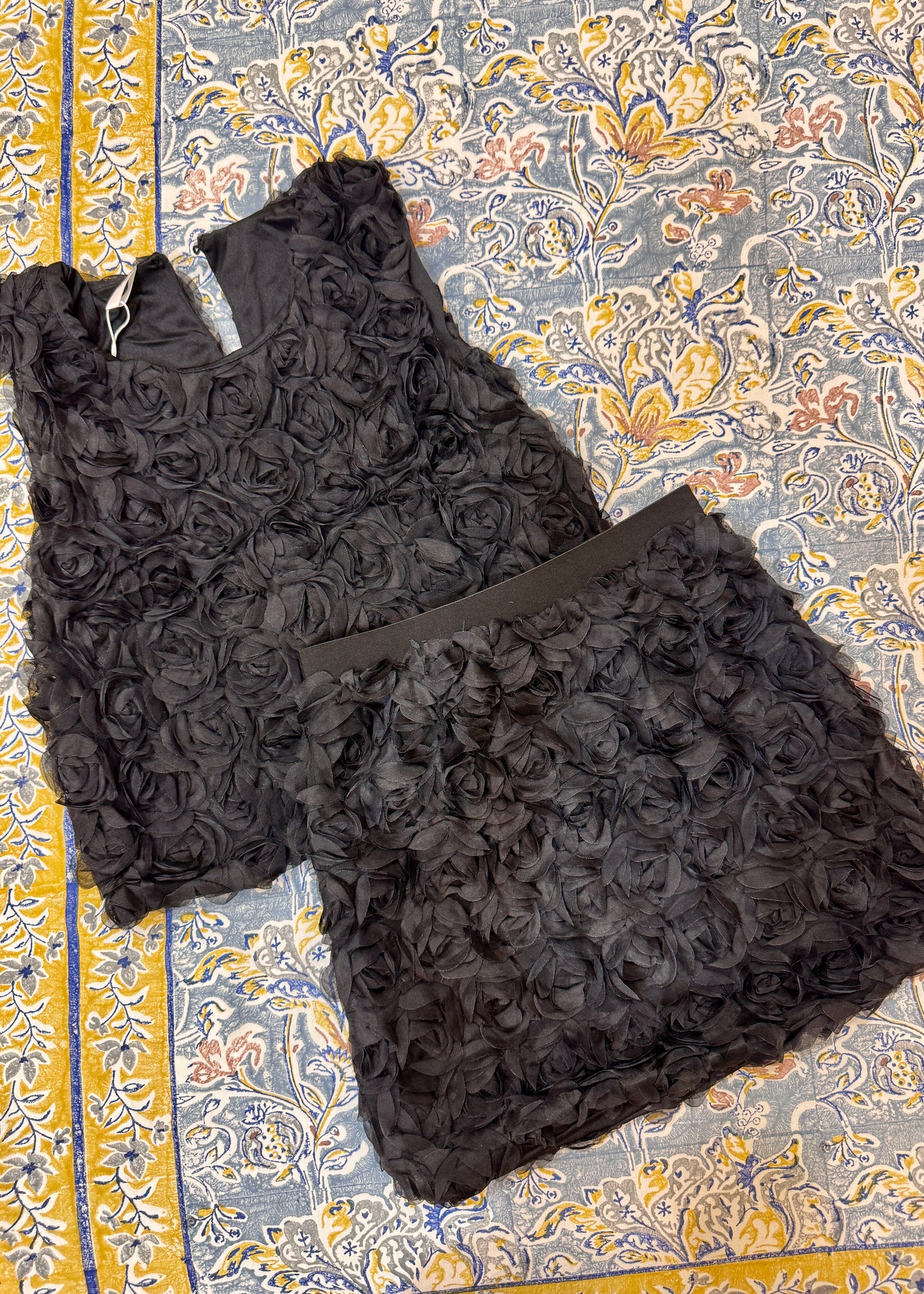 2 pc Set - 3D Rose Top and Matching Skirt