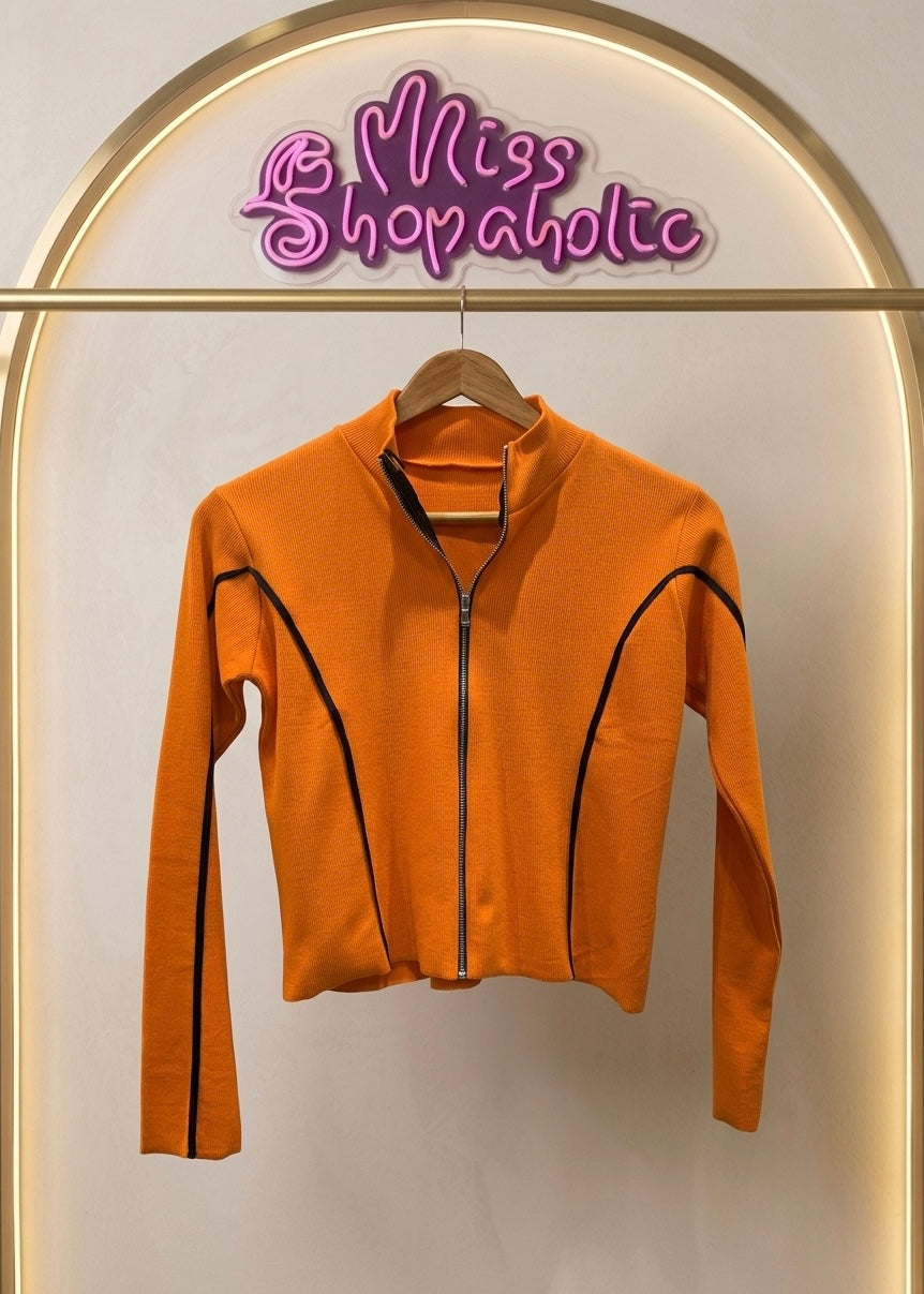 Smart Orange Front Chain Knitted Top