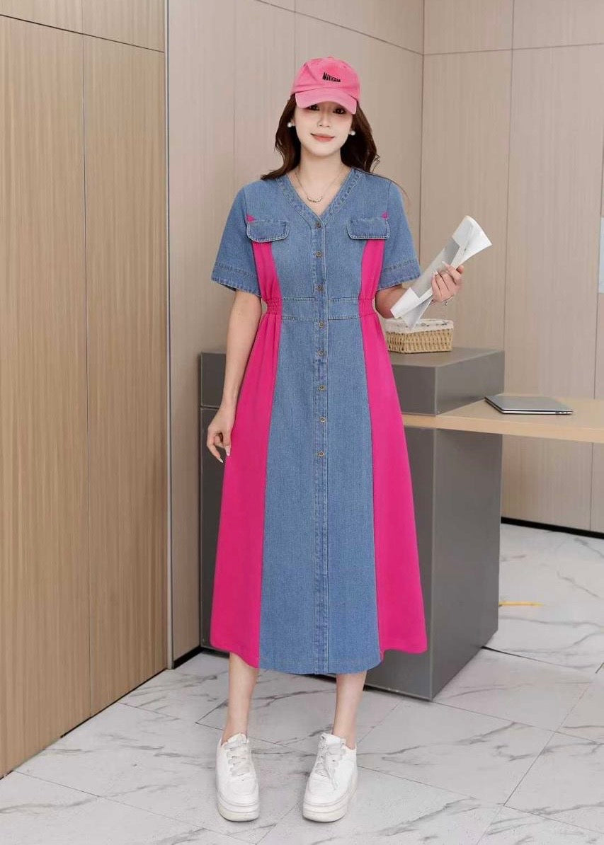 Half Denim Half T-shirt Fabric Dress