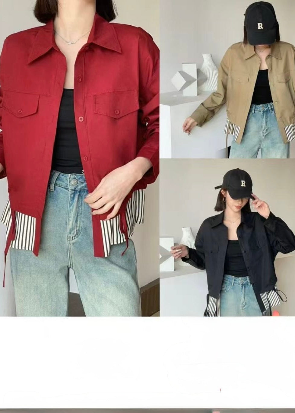 Smart Plain Shirt with Stripes on Edging