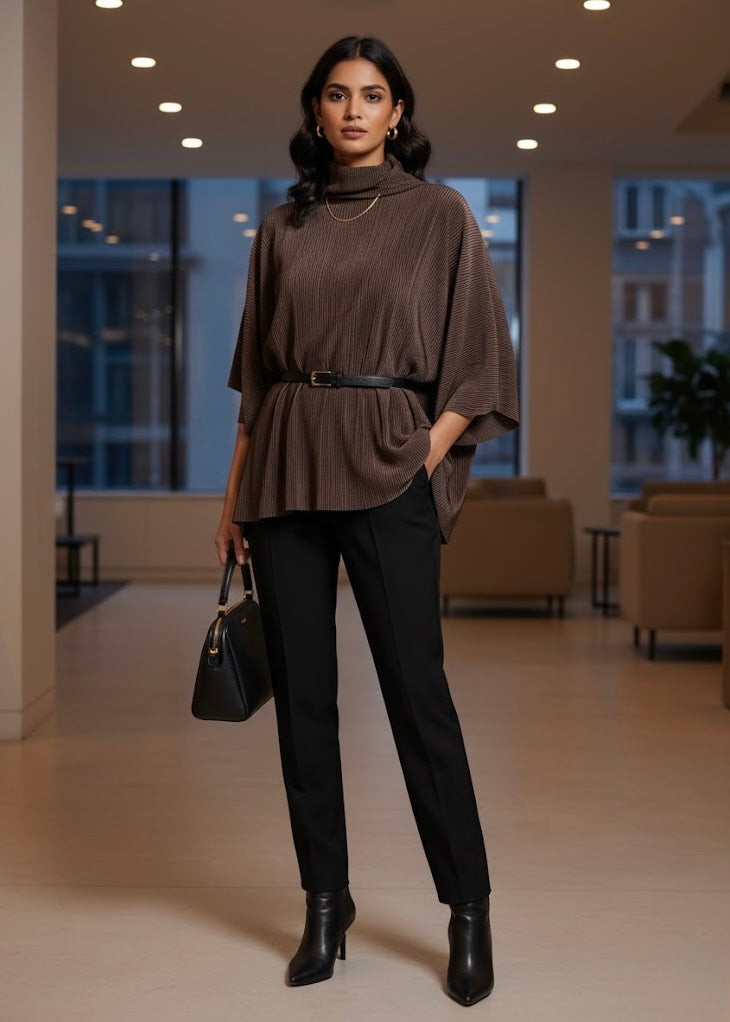 High Neck Pleated Top (Kaftaan Style)