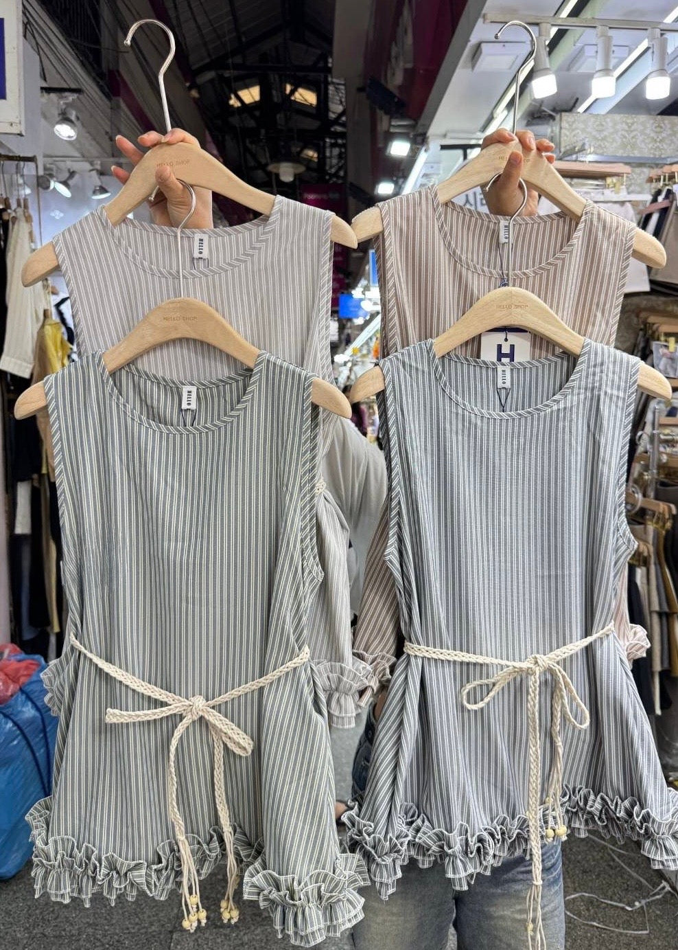 Striped Mid Length Top with Belt