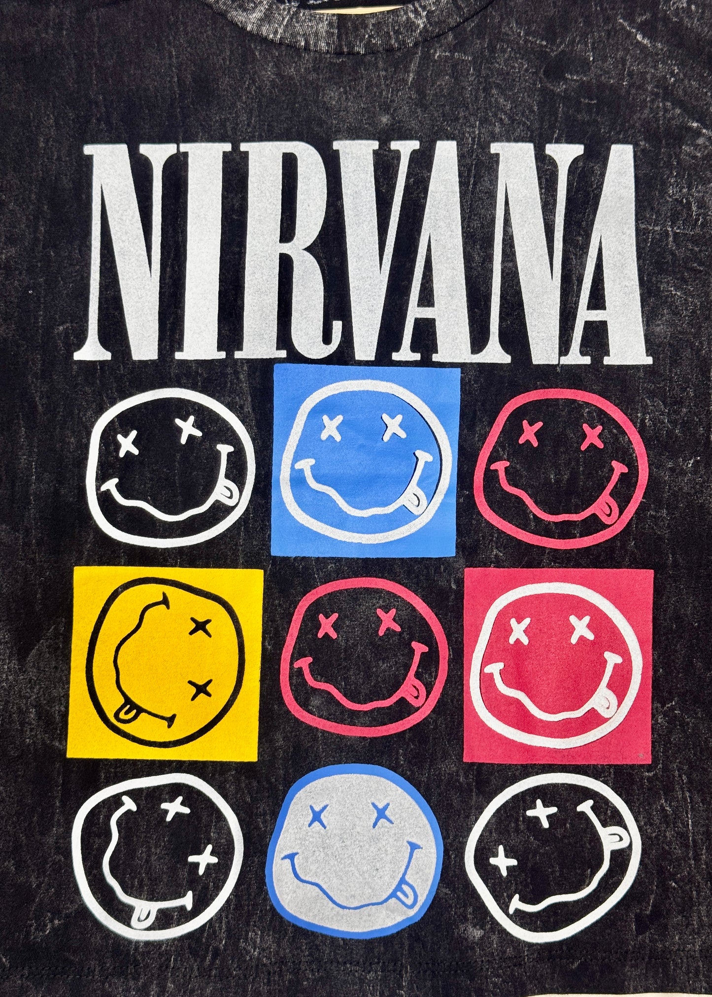 Grey Acid Wash Crop Oversized T-shirt (Nirvana)