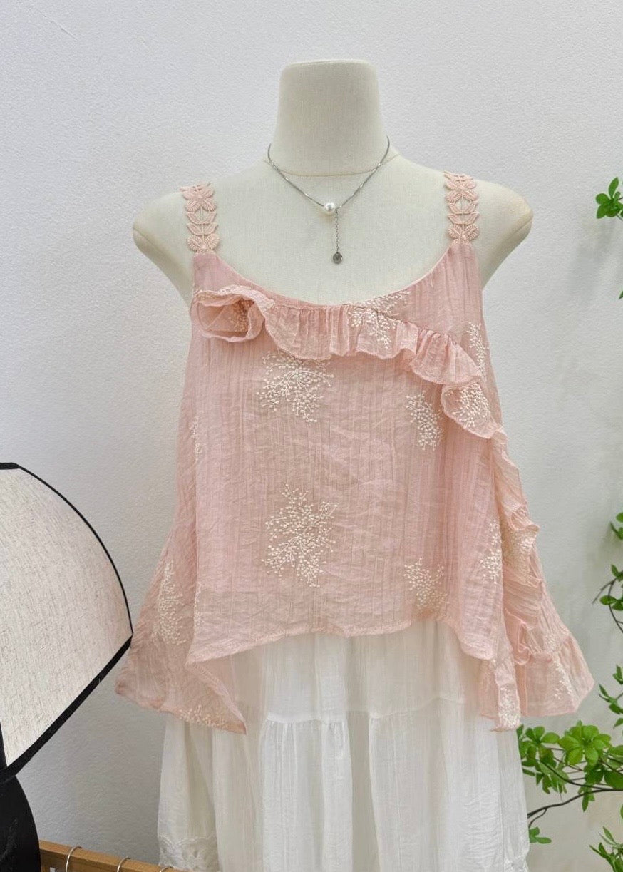 Embroidered Asymmetrical Peplum Top