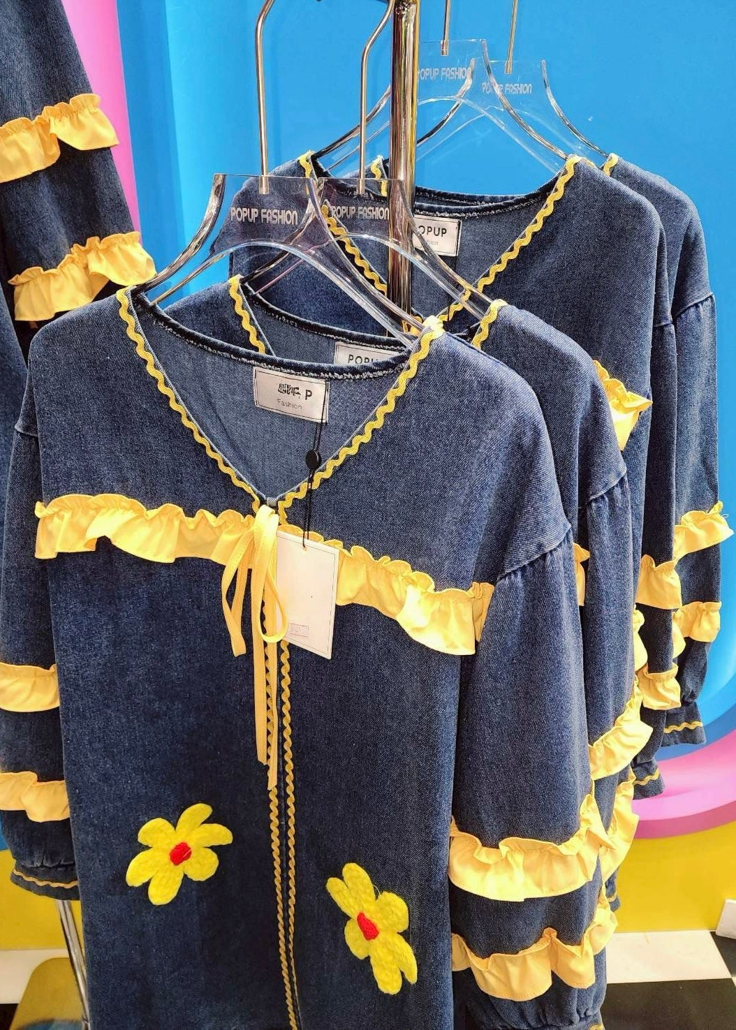 Light Denim Dress with Flowers