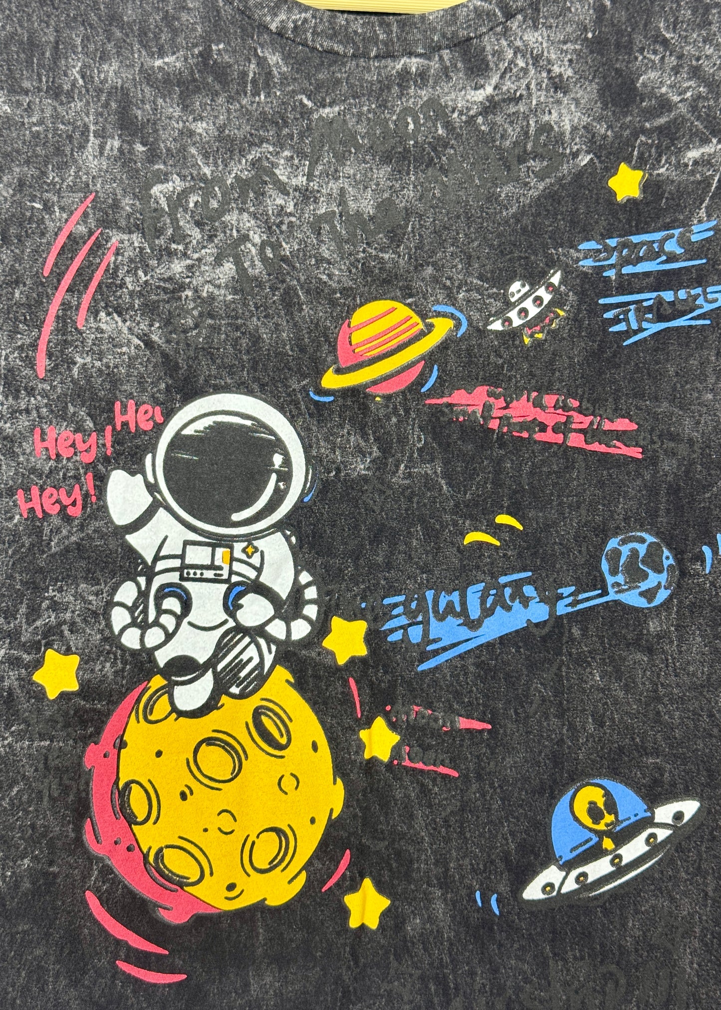 Grey Acid Wash Crop Oversized T-shirt (Space)