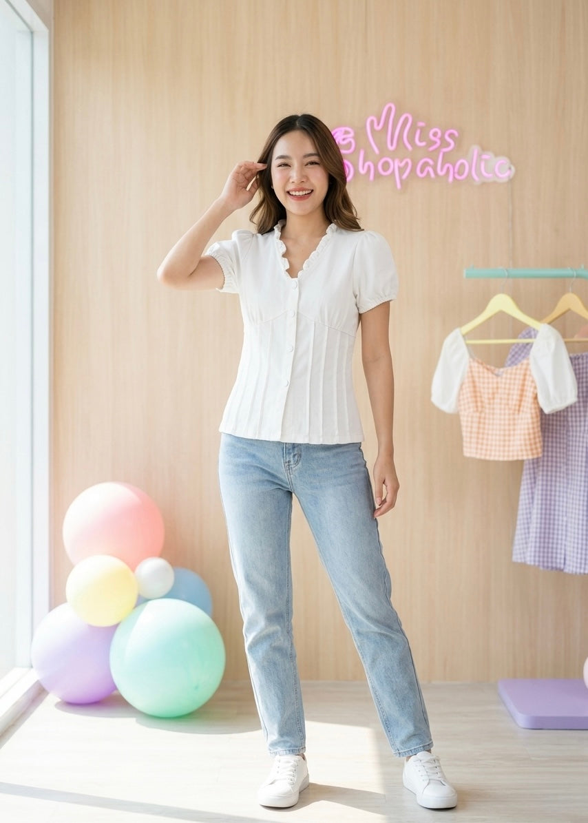 Cute White Denim Shirt