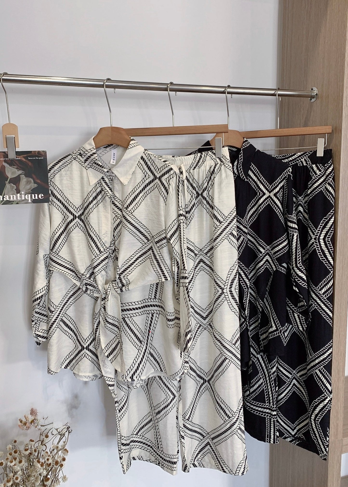 2 Pc Set - Oversized Front Knotted Shirt with Matching Pant