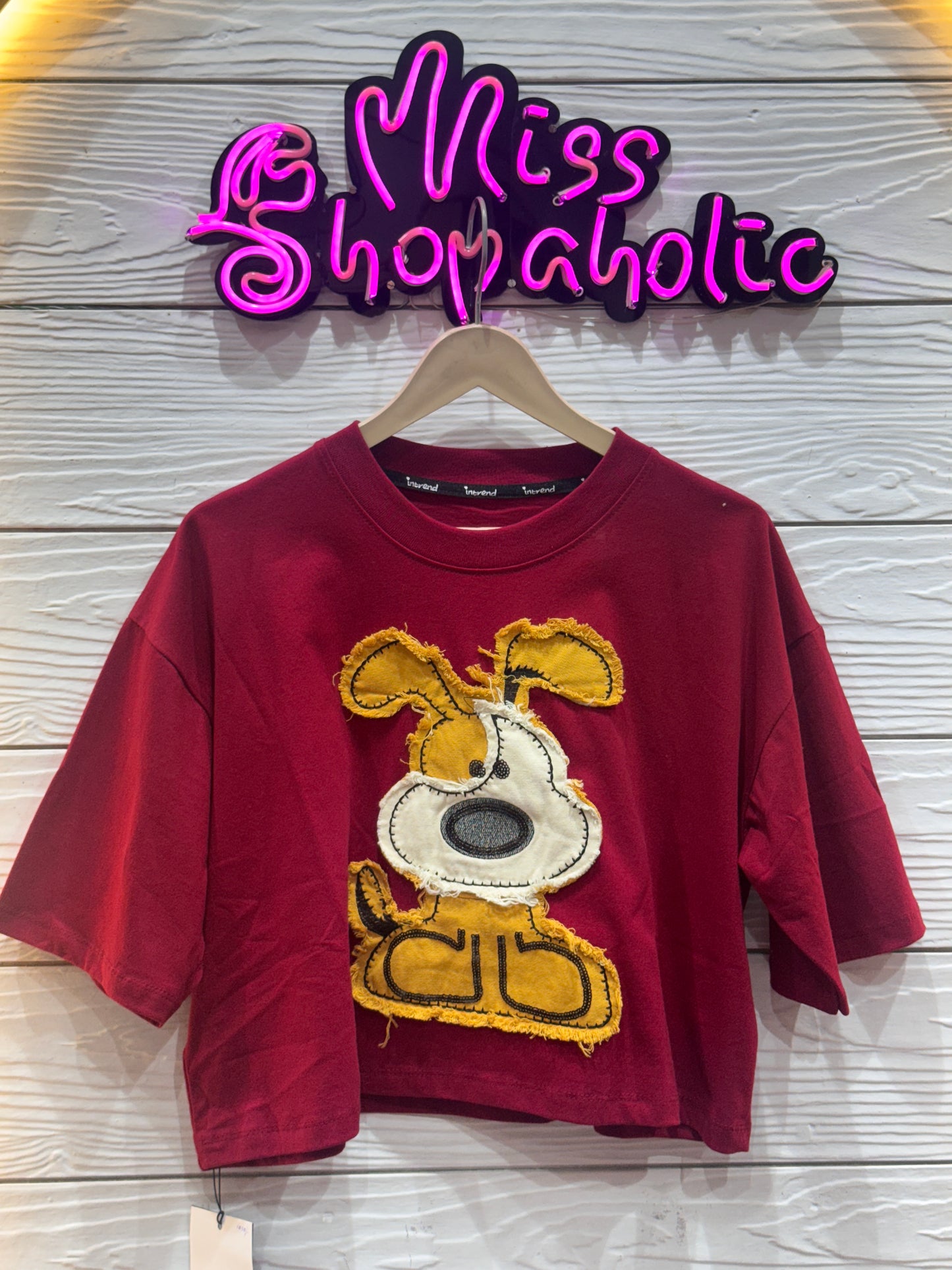 Doggo Patchwork Oversized Crop T-shirt