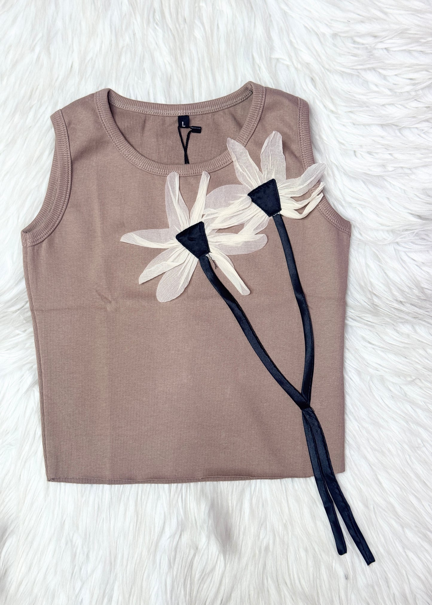 Tank Top with 3D Flowers