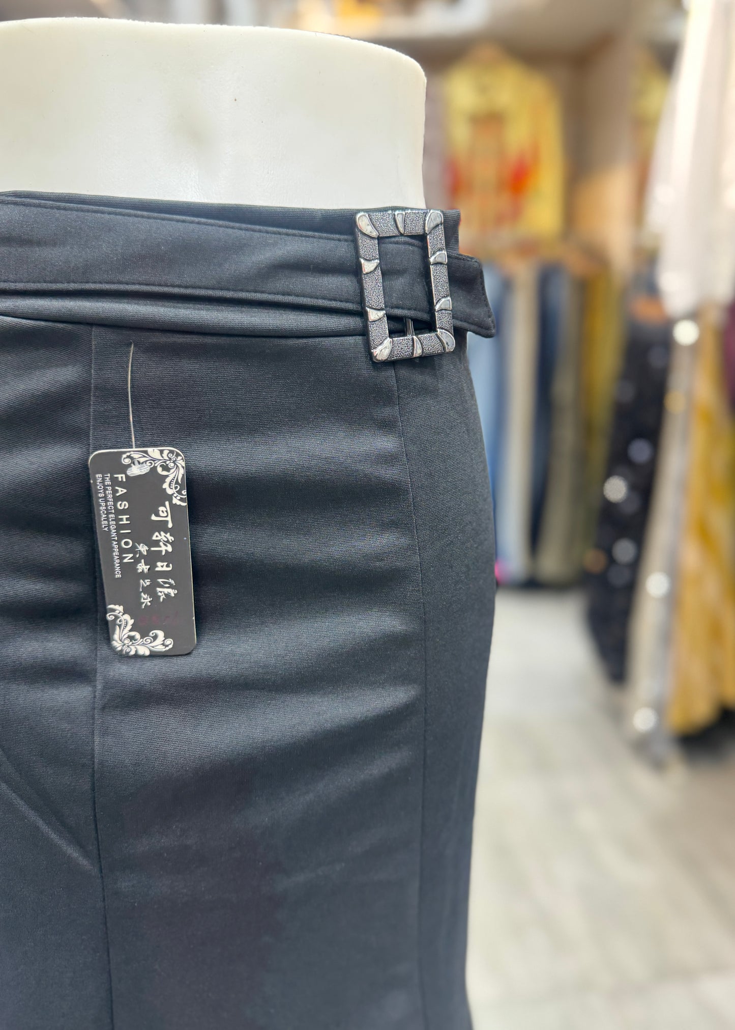 Plain Midi Skirt with Belt