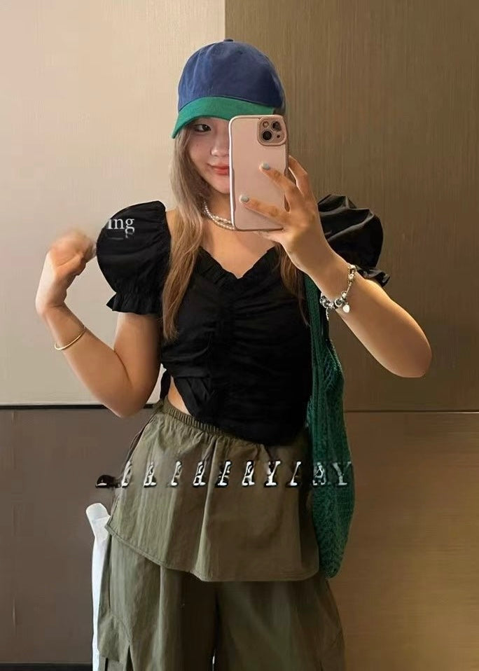 Puffy Sleeve Fitted Top