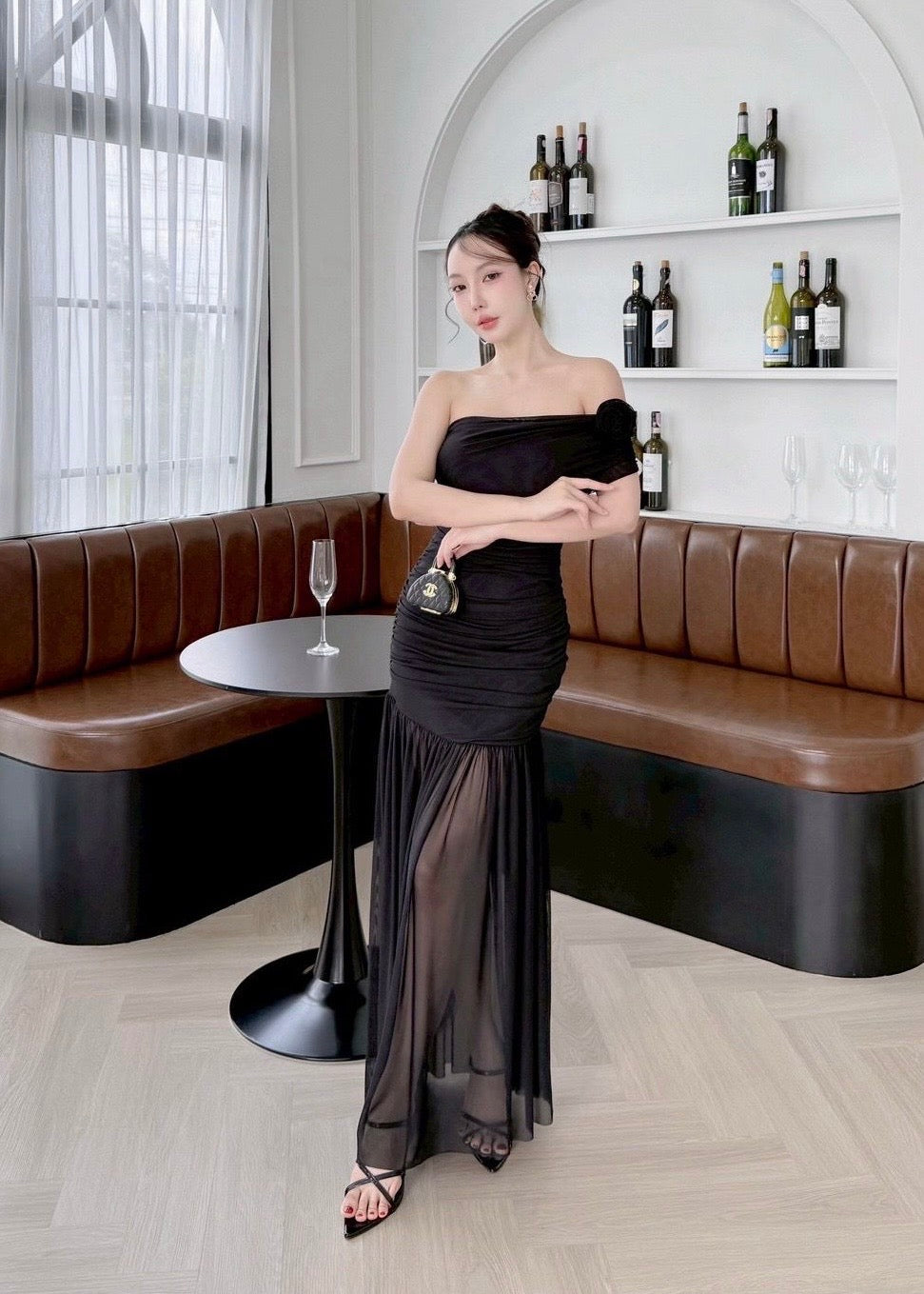 Partywear Long Bodycon OffShoulder Dress