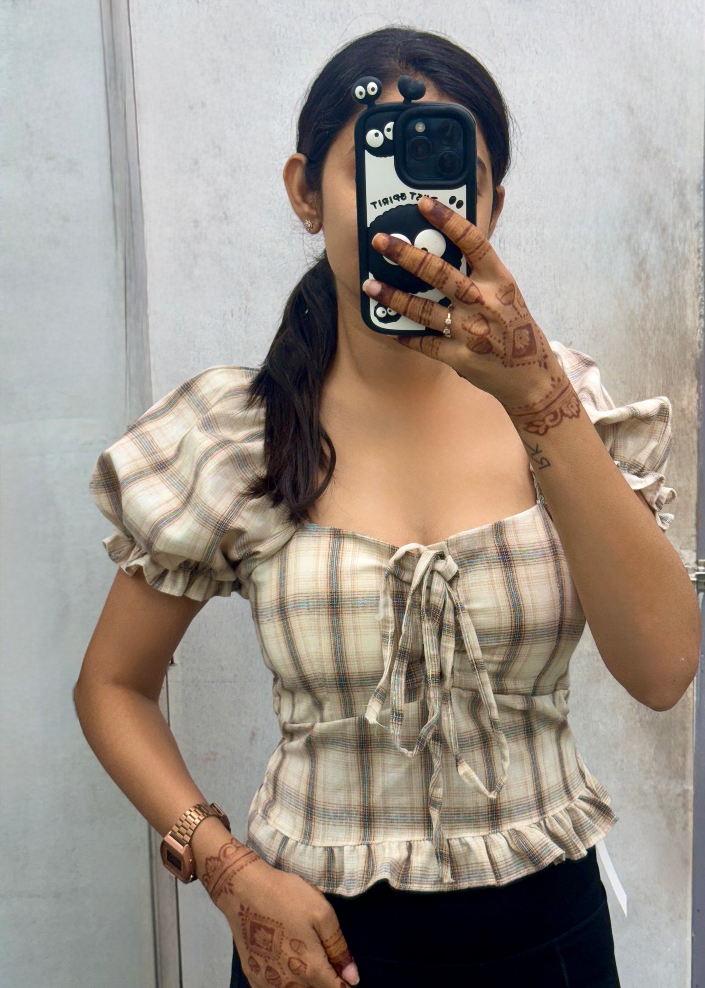 Cute Front Tie Peplum Top