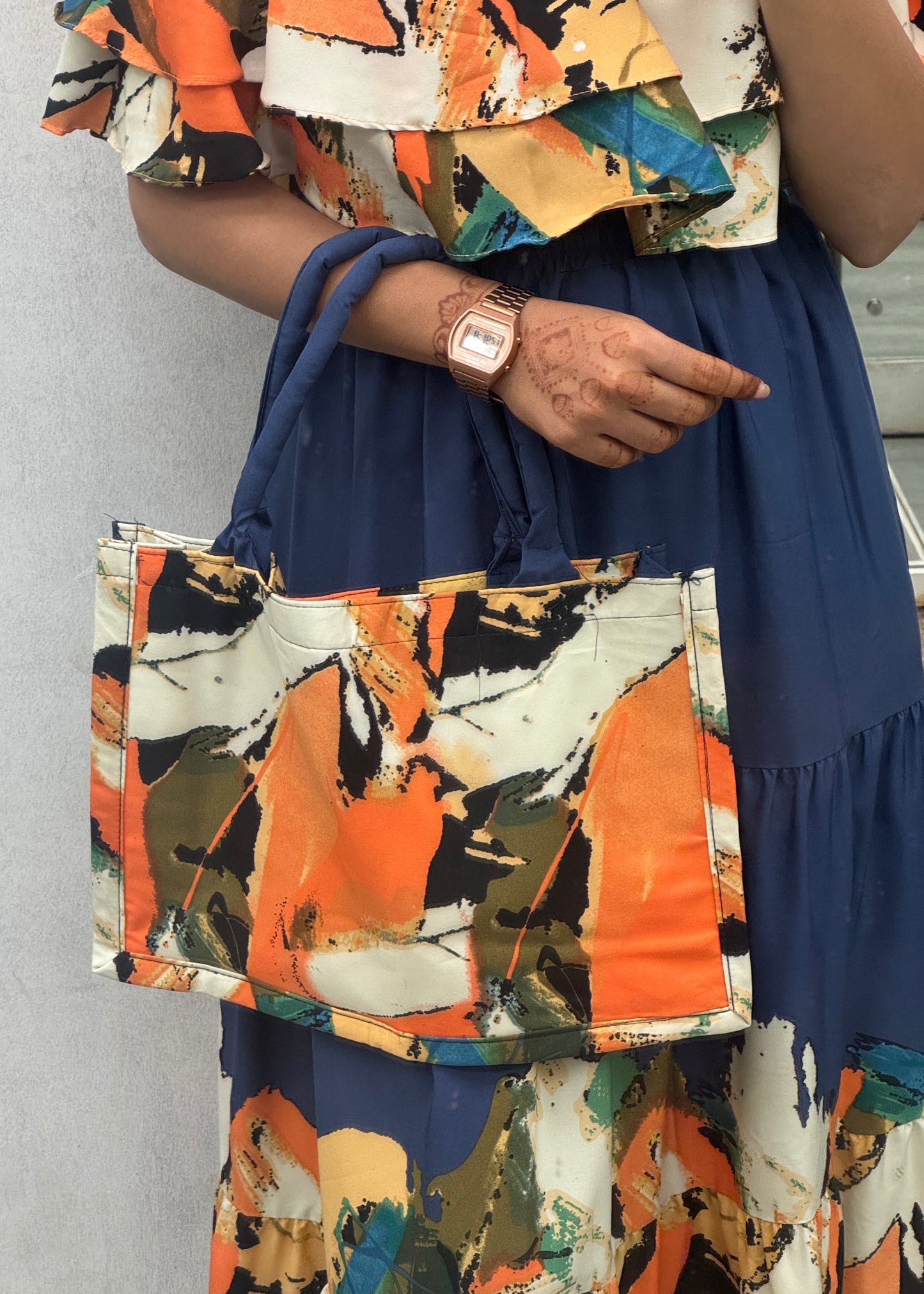 Printed Off Shoulder Flowy Dress