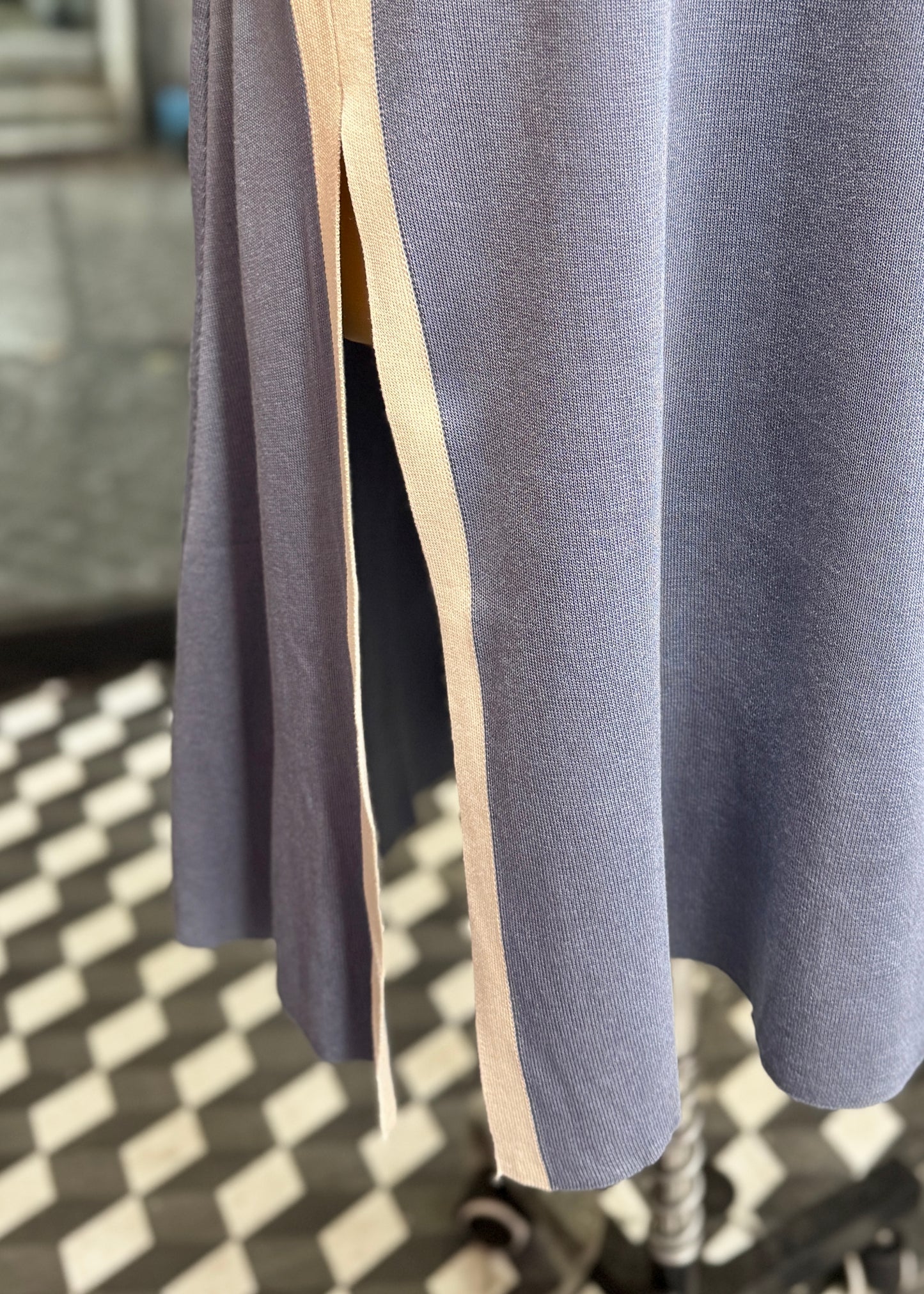 Plain Knitted Dress with side Slit