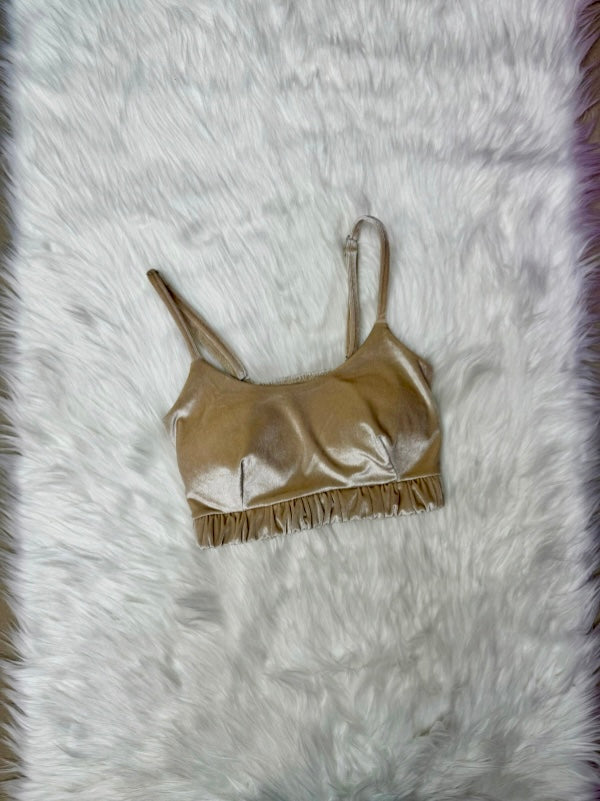 Crop Velvet Padded Bralette Top