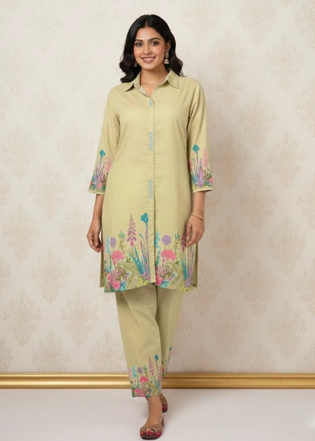 2 Pc Set - Floral Printed Kurta with Pant
