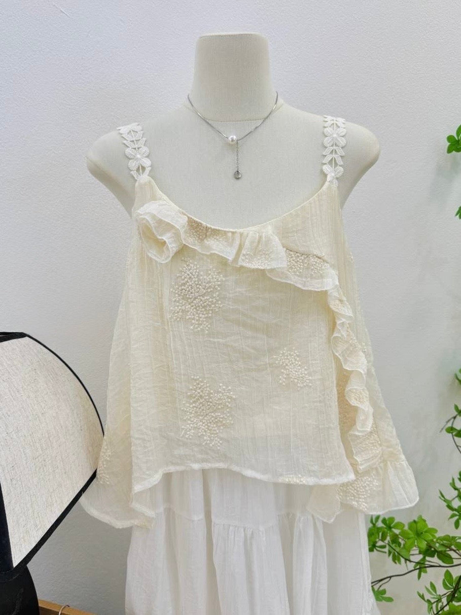 Embroidered Asymmetrical Peplum Top