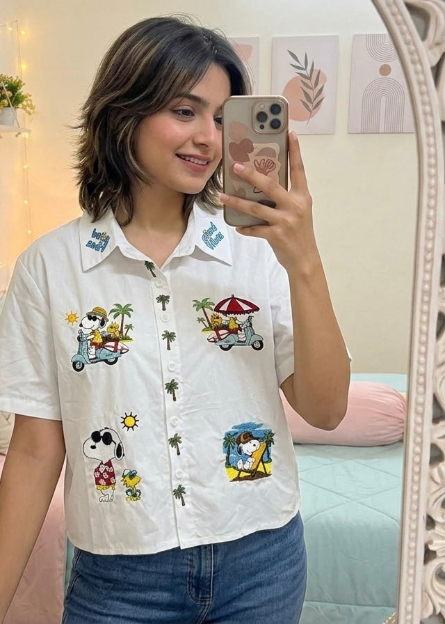 Cotton Short Shirt with Cartoon work