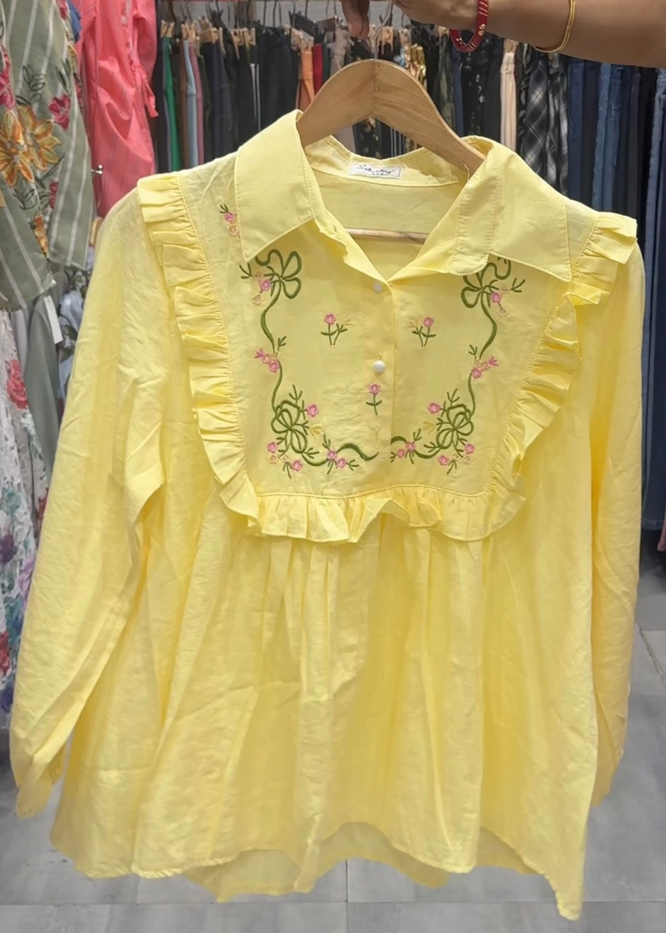 Everyday Shirt with Front Embroidery & Frill