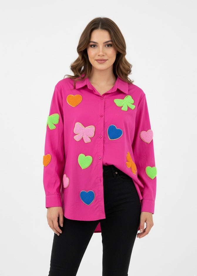 Cute Embroidered & Little Shiny Shirt
