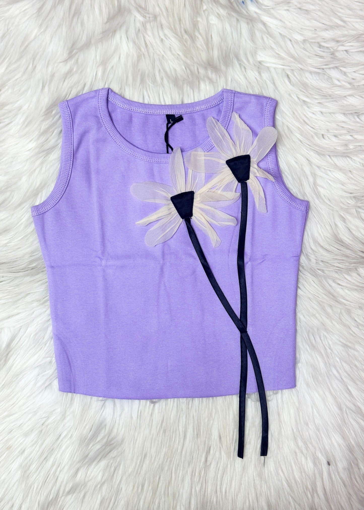 Tank Top with 3D Flowers