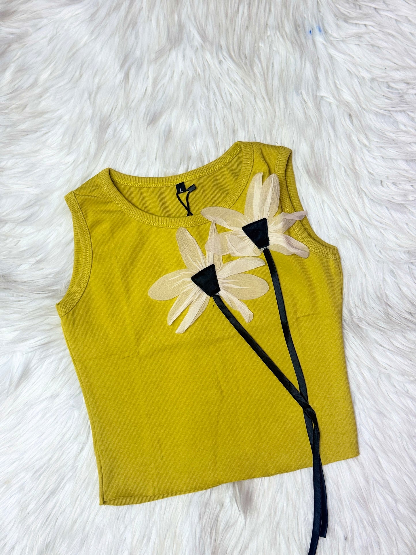 Tank Top with 3D Flowers