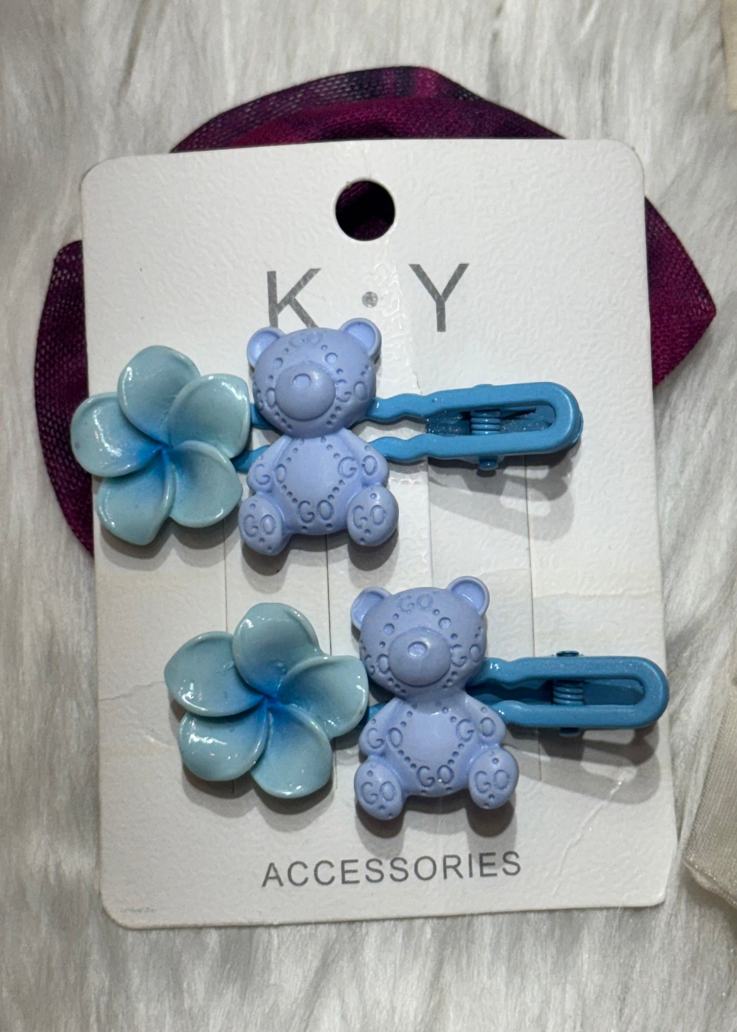 Cute Teddy Blue Hair Clip