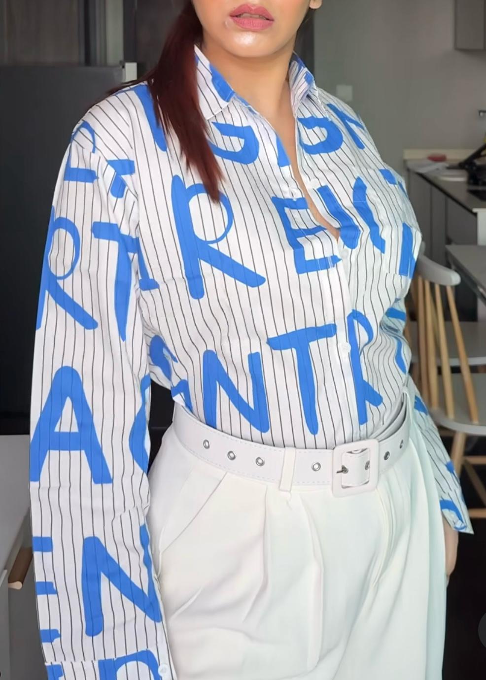 Striped Shirt with Alphabet Print