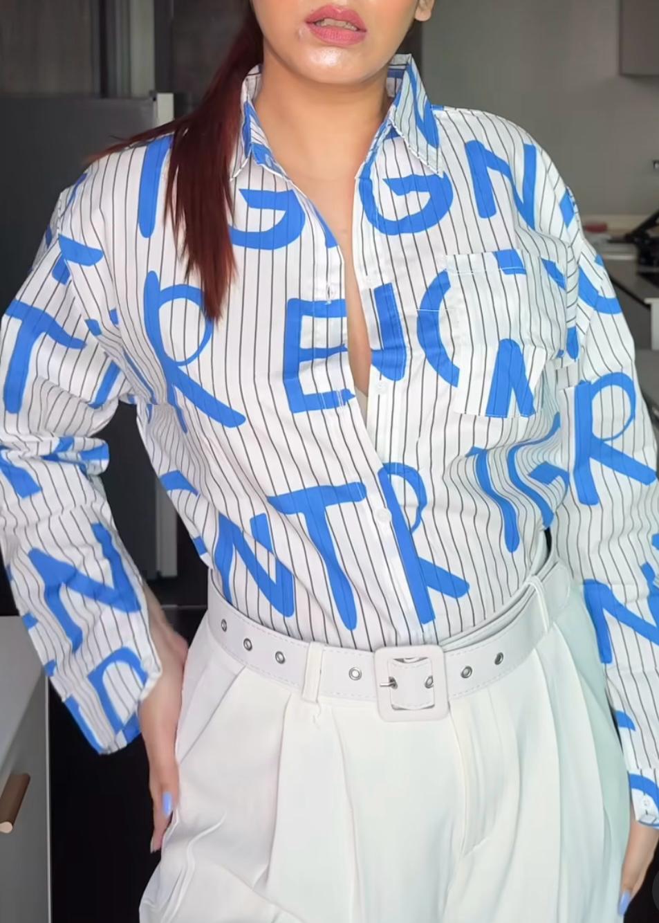 Striped Shirt with Alphabet Print